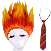 HUNIGIR Fire Wig with Tie Stylish Flame Wig Ombre Orange Costume Hair Halloween Party Cosplay Fire Spiked Hair